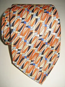 NUOVA cravatta collo Emilio Pucci seta righe ovali colorata arancione blu moderna classica - Foto 1 di 8