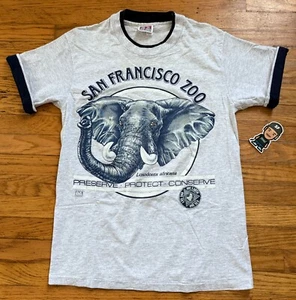VTG 1991 REAL AMERICAN SAN FRANCISCO ZOO ELEPHANT GREY SHIRT TEE SINGLE STITCH M - Picture 1 of 9