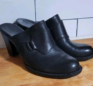 Born Susie Pantolette Clog Schuhe Damen 8M schwarz Leder Komfort Slipper Absatz - Bild 1 von 8
