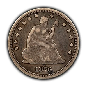 1876-CC 25c Seated Liberty Silver Quarter - Carson City - VF Semi Key - Z5518 - Picture 1 of 4