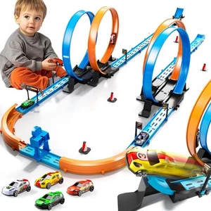 Juego de pista de coche de juguete para niños niños 3-5 4-7 8-12 años, pistas de carreras largas con 4 actos... - Imagen 1 de 7