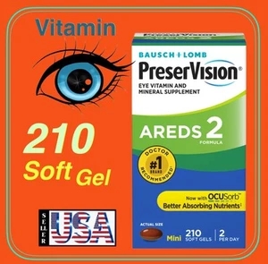 Gels Eye Vitamin, Bausch Lomb PreserVision AREDS 2 Formula, 210 Soft Gels - Picture 1 of 11