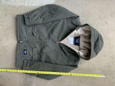 Walls Jacket Youth Large Green Blizzard Pruf Sherpa Lined Work Wear Hooded Barn. - Image 1 of 4