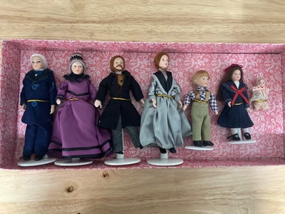 1:12 Lote de 7* Casa de Muñecas Miniatura Victoriana Familia Conjunto Muñecas Porcelana Foto 1 de 4