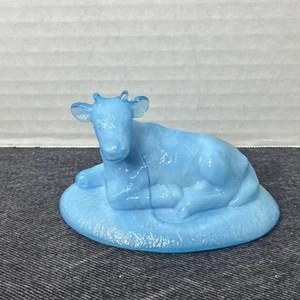 Boyd Art Glass “ Mable ” The Cow - Light Blue w White Slag Glass #123 - Picture 1 of 5