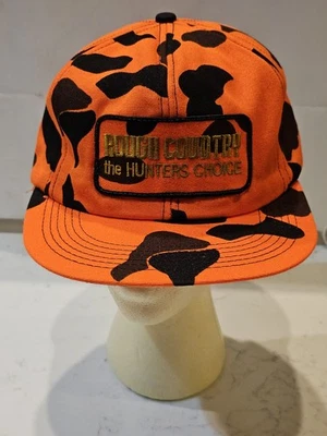 Винтажная охотничья оранжевая камуфляжная бейсболка Rough Country Lrg сделано в США кепка дальнобойщика - Изображение 1 из 4