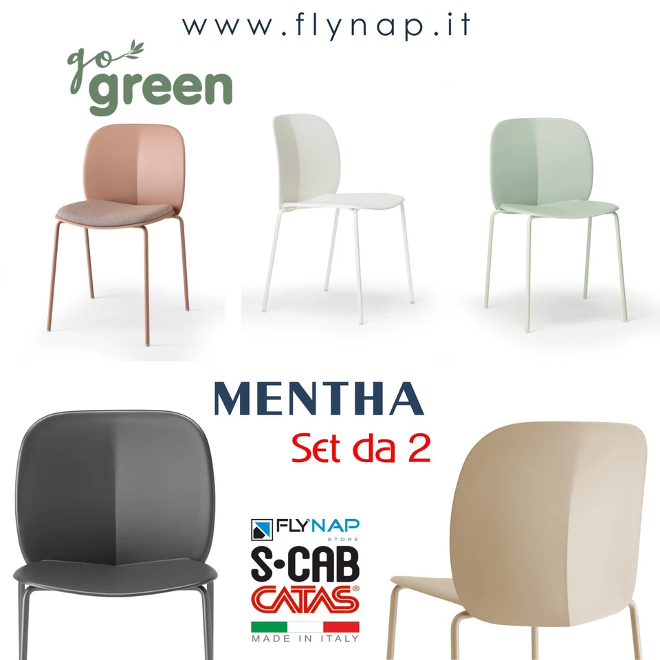 SCAB DESIGN SET DA 2 SEDIE MENTHA VERNICIATE CASA BAR LIVING PRANZO GO GREEN - Immagine 1 di 4