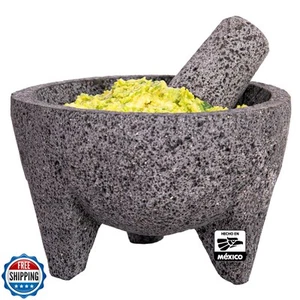 Molcajete 6 w języku meksykańskim, ręcznie robione z naturalnym kamieniem wulkanicznym, kuchnia rzemieślnicza - Zdjęcie 1 z 5