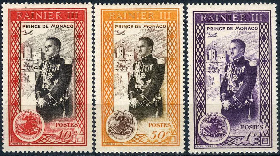 Mónaco 1950 Prince Rainier MNH (SC# 247-249) Foto 1 de 1