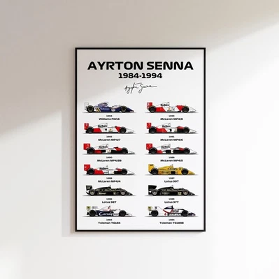 Póster de Ayrton Senna F1 - Impresión de arte de pared de carreras McLaren Fórmula 1 Foto 1 de 3