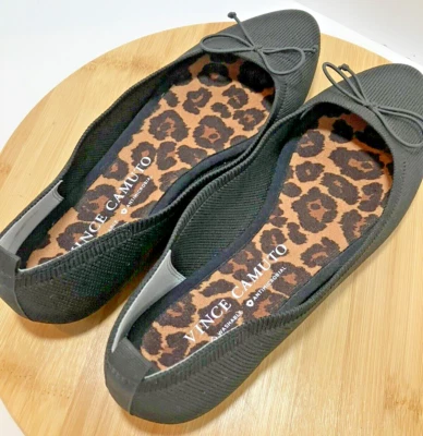 VINCE CAMUTO Women's Washable Black Knit Bow Toe Ballet Flats FLANNA SZ 9 M - Image 1 of 4