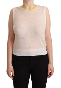 ROSSOPURO Blouse Off White Cotton Sleeveless Crew Neck Tank Top IT40/US6/S $150 - Picture 1 of 9