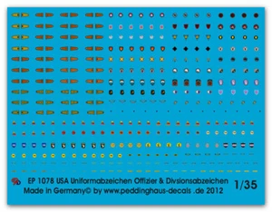Peddinghaus-Decals 1/35 1078 USA Insignes D'Uniforme Agents & Signe de Divison