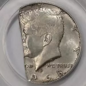 1968 D PCGS MS63 30% Straight End Clip 40% Silver Kennedy Half Dollar Mint Error - Picture 1 of 4