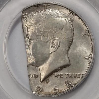 1968 D PCGS MS63 30% Straight End Clip 40% Silver Kennedy Half Dollar Mint Error - Image 1 of 4