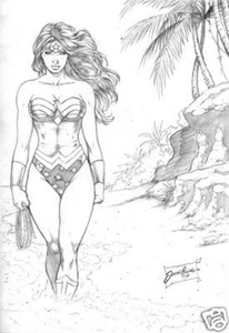 Pinup artistica originale Wonder Woman di Jose Luis - Foto 1 di 9