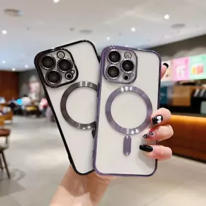 Magnetic Clear Shockproof MagSafe Protective Case for iPhone 15 14 13 Pro Max - Picture 1 of 21