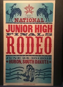 Póster estampado Hatch Show Finales Nacionales Junior High Rodeo junio 2018 Dakota del Sur - Imagen 1 de 1
