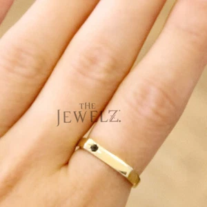 14K massives Gold 0,04 ct schwarzer VS/F-G Diamant Ehering-The Jewelz - Bild 1 von 7
