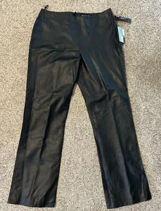 NWT!! Oscar Piel Womens Sz 10 Black Leather Pants Made in Mexico - Picture 1 of 8