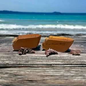 Vintage Salt and Pepper Shakers Holland Wooden Shoes Long Beach California - Picture 1 of 8