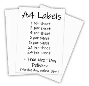 A4 ADDRESS LABELS SELF ADHESIVE WHITE SHEETS STICKER PAPER LASER PRINTER INKJET - Picture 1 of 3