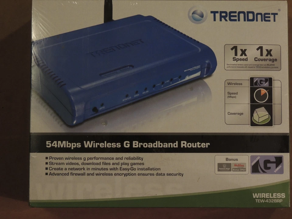 TRENDnet TEW-432BRP 54 Mbps 4-Port 10/100 Broadband Wireless Firewall Router-New - Image 1 of 2