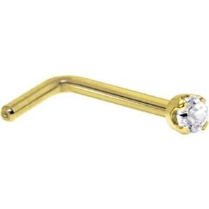 Tester passaggio diamanti moissanite 2 mm oro 14K calibro oltre 18 L - Anello naso a forma di - Foto 1 di 7