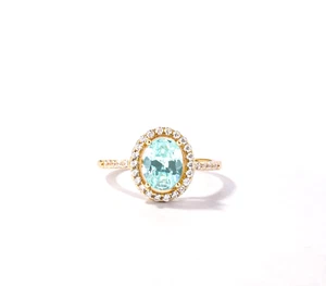 Blue Topaz & Moissanite Ring Gold Plated silver ring wedding rings for women's - Picture 1 of 6