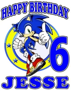 SONIC BIRTHDAY T-SHIRT Personalized Any Name/Age/Family Toddler to Adult - Picture 1 of 6