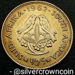 Africa South 1/2 Cent 1964. KM#56. Brass Large Half Penny coin. Sparrows. Bird L - Picture 1 of 7