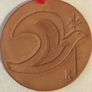 Handmade Leather Christmas Tree Ornament Dove Of Peace 1987 Birthday Year - Picture 1 of 3