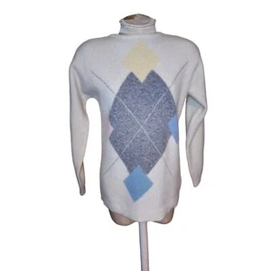 Vintage Liz Claiborne Argyle Sweater Lambswool Angora SZ S Preppy - Picture 1 of 4