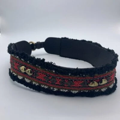 Черный золотой с заклепками красный бисер натуральная кожа ацтекская талия заявление богемное ремень  - Изображение 1 из 4