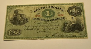 Charleston, SC - South Carolina Rail Road Company 1 Fare July 1, 1873 Remainder - Picture 1 of 8