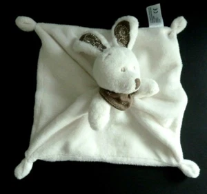 *. DOUDOU PLAT SIMBA NICOTOYLAPIN BLANC TAUPE FOULARD BANDANA MARRON - TTBE - Picture 1 of 9