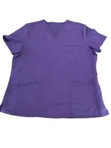HB Medical Scrub Top Purple Short Sleeve Large Front Pocket - Free Shipping - Picture 1 of 4