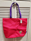 Clinique Shopping Shoulder Travel Tote Large Flower Pink Bag/Purple Handles -New