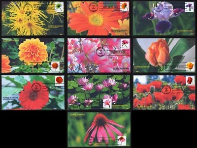 USA, SCOTT # 4176-4185, RARE SET OF 10 ILLUSTRATED BGC FDC COVERS 2007 FLOWERS - Image 1 of 4