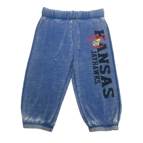 Kansas Jayhawks Sweatpants Womens Large L Blue Capri Drawstring Stretch Cover