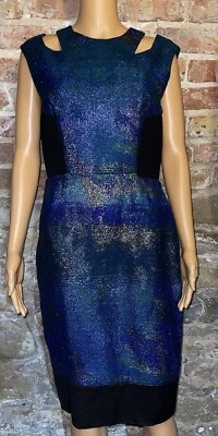 NWT Proenza Schouler Green Purple Metallic Sheath Dress Cut Out Shoulder Sz 4/6 - Image 1 of 4