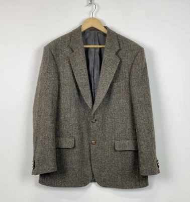 Harris Tweed Gurteen Herringbone Wool 2 Buttons Blazer Jacket Men’s Size 42R Top - Image 1 of 4
