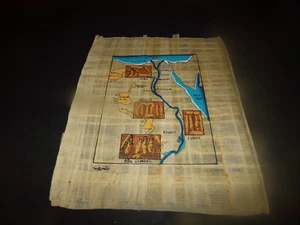 Egyptian papyrus Painting Historical Map Nile River Archaeological Sites Cities - Picture 1 of 8
