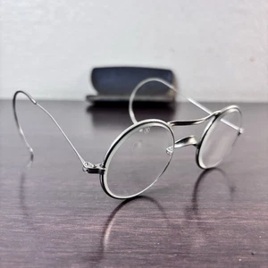 Vintage American Optical Round Silver Eyewear Brille Brillengestell AO Co72 mit Metalletui - Bild 1 von 19