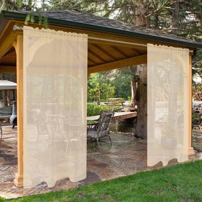 SpaceDresser Impermeable Exterior Cortinas Transparentes para Patio - 2 Paneles Varilla Pocket... Foto 1 de 4