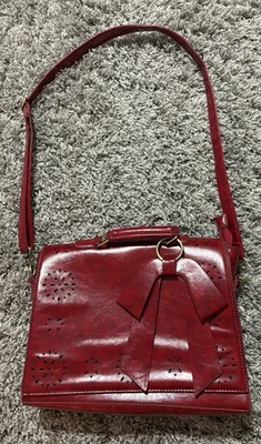 Maletín Ecosusi Borgoña Bolso para Laptop Rojo Floral Mensajero Cuero Vegano Foto 1 de 4