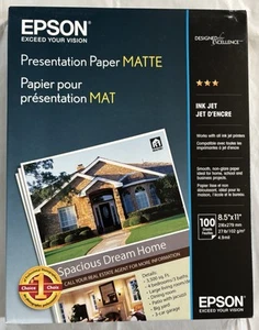 Epson S041062 Matte Presentation Paper, 27 Lbs. Matte, 8-1/2 X 11 (Pack of 100) - Picture 1 of 2