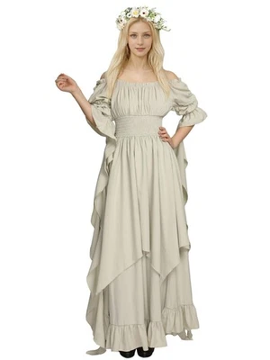 Mujeres Vestido Renacimiento Vestido de Hadas Retro Medieval Disfraz Vestido Medieval con... Foto 1 de 4