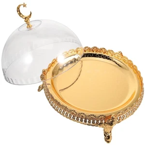 Soporte para pasteles Eid Mubarak con tapa de cúpula, bandeja para servir Ramadán plato estrella Islam... - Imagen 1 de 9
