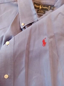 Ralph Lauren Blaire Shirt Mens XL Slate Blue Short Sleeve Button Down Red Pony - Picture 1 of 9